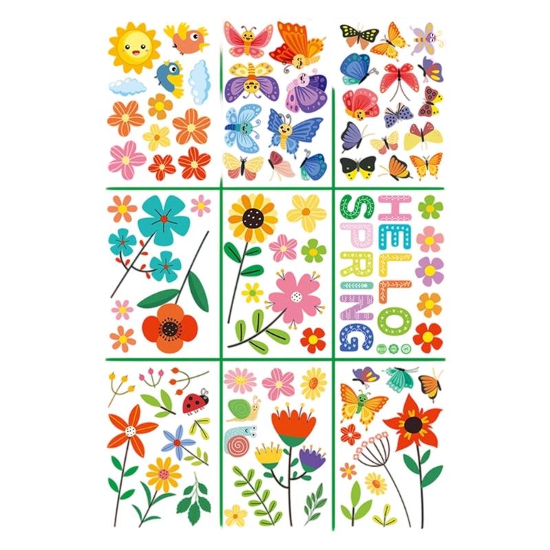Window Cling Decal Butterfly Flower Pattern Friendly PVC No Residues Easy Application