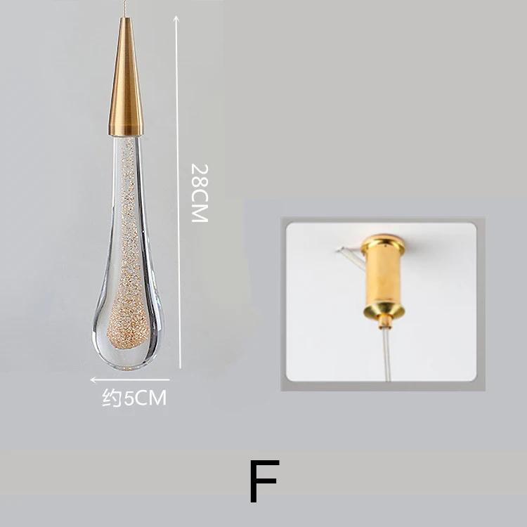 Modern Waterdrop Pendant Lamp Bedroom Bedside Living room Dining 2Style Base Room LED Lighting Kitchen Stairwell Hanging Light