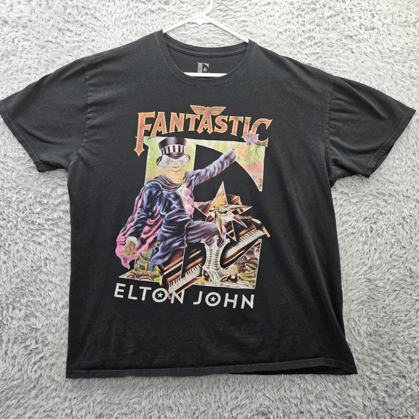 Elton John 100% Cotton T-shirt Mens Tees Top Captain Fantastic Men 2XL Vintage Style Concert Tee 2XL
