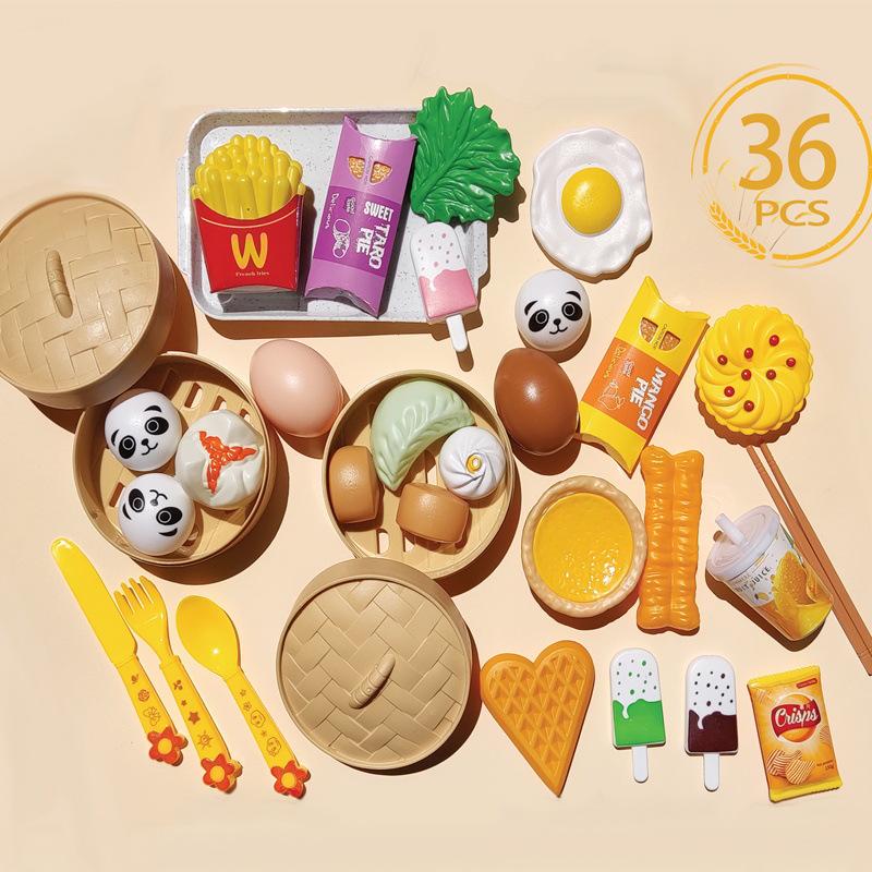 Kids Kitchen Play Set: Steamer, Hamburger, Pizza, and Simulated Food Toys