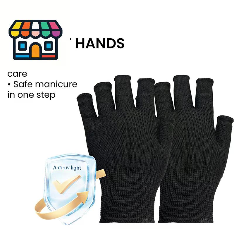 Anti UV Black Thin Nail Gloves Anti Black UV Gel Shield Glove Fingerless Manicure Nail Art Tools LED Lamp Nails Dryer