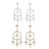 European-American Retro Cross Tassel Earrings: Alloy Carved, Exaggerated Fashion Style