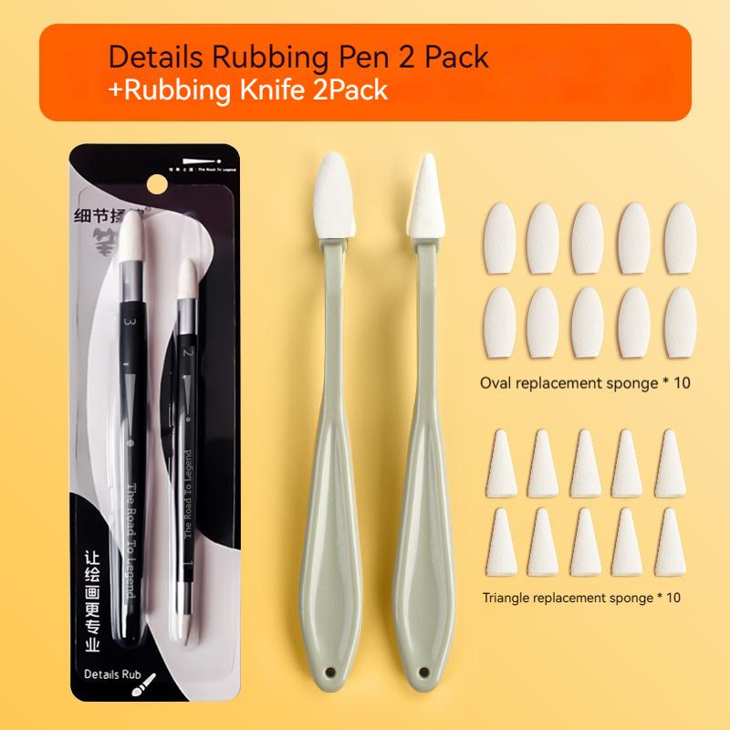 2 Stück Kunst Zeichen Wischer Messer + 20 Stück Waschbarer Pinsel Schwamm Highlight Künstler Zeichen Korrektur Detail Radierstift Stift Skizze Reinigungswerkzeuge