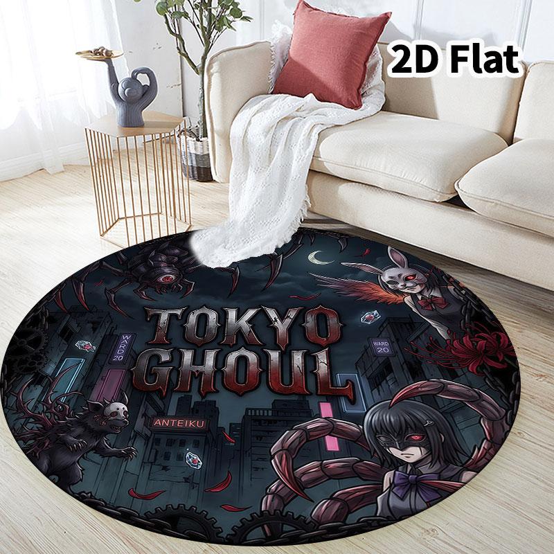 Tokyo Ghoul Runder Teppich Teppich für Wohnzimmer Schlafzimmer Sofa Spielzimmer Dekor Rutschfeste Bodenmatte