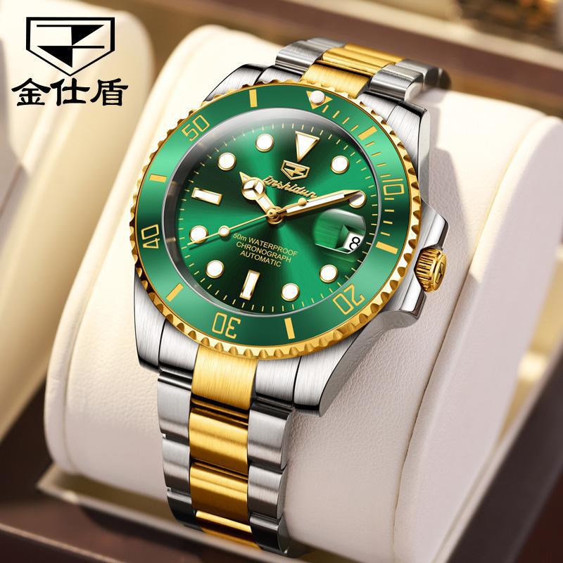 JINSHIDUN Neue Business und freizeit herren Uhr Green Water Ghost Automatische Mechanische Uhr Trendy Marke Leuchtende High-end-Uhr