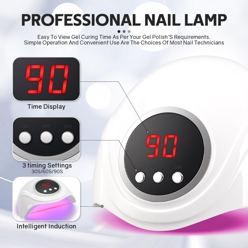 Professional 72W UV LED Nail Lamp For Fast Drying Gel Nail Polish 24LEDS Nail Drying Lamp With 3 Timers Automatic Sensor