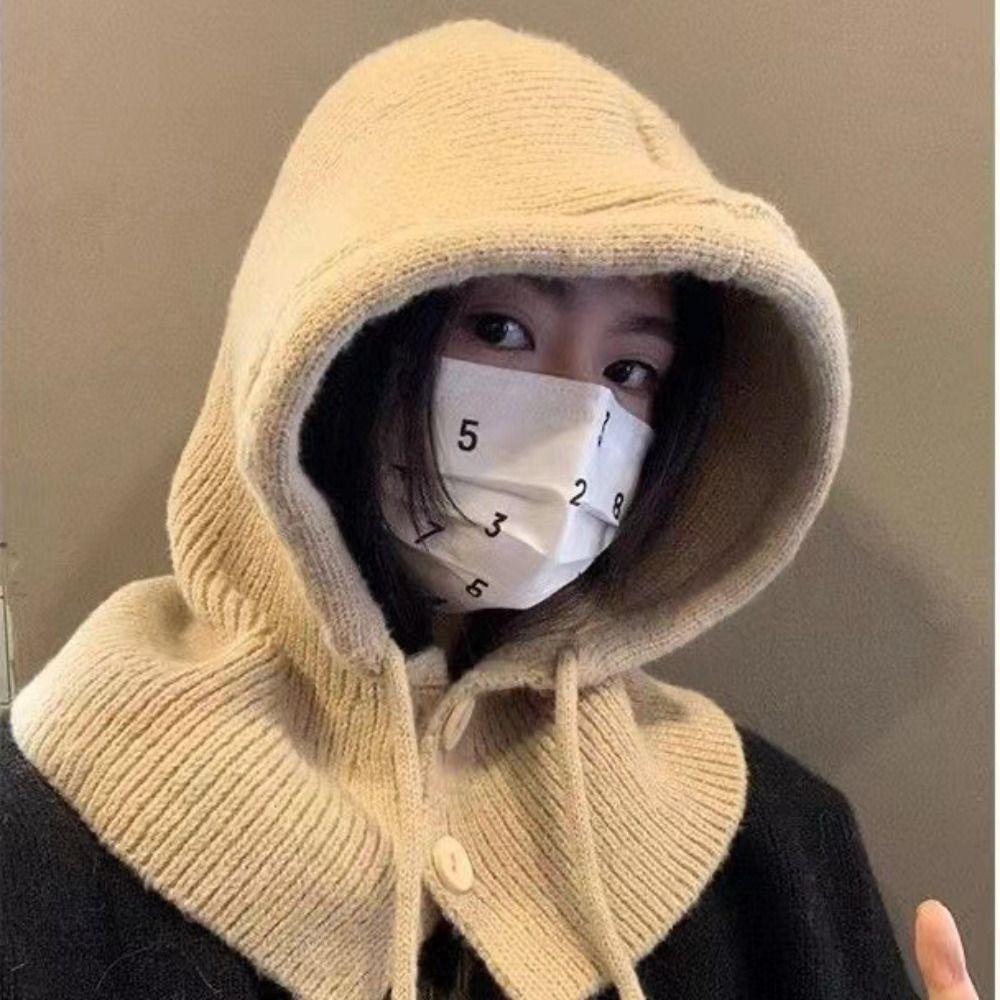 Pullover Hat Ear Protection Hat Beanie Hat Knitted Scarf Fashion Balaclava Hat  Streetwear