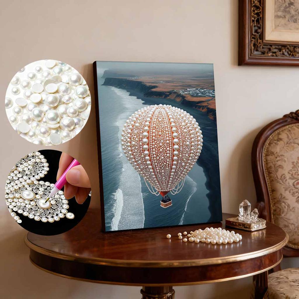 DIY Hot Air Balloon Pearl Diamond Art Painting Kits for Adults and Beginners,fine View Sparkling Painting Craft Home Wall Decor Handmade Gift
