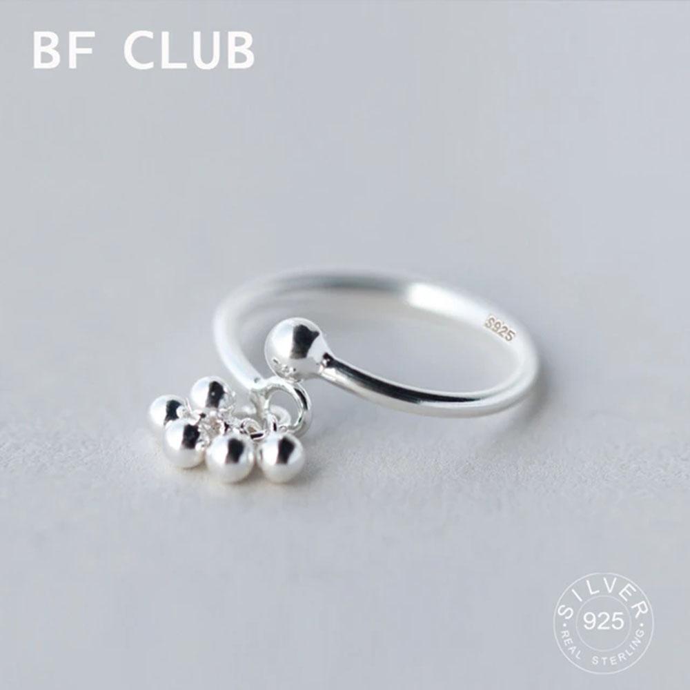 

100% Solid BFCLUB Silver Color Bell Open Rings For Women Smiple Cute INS Trendy Retro Anillos Party Gifts Accessories