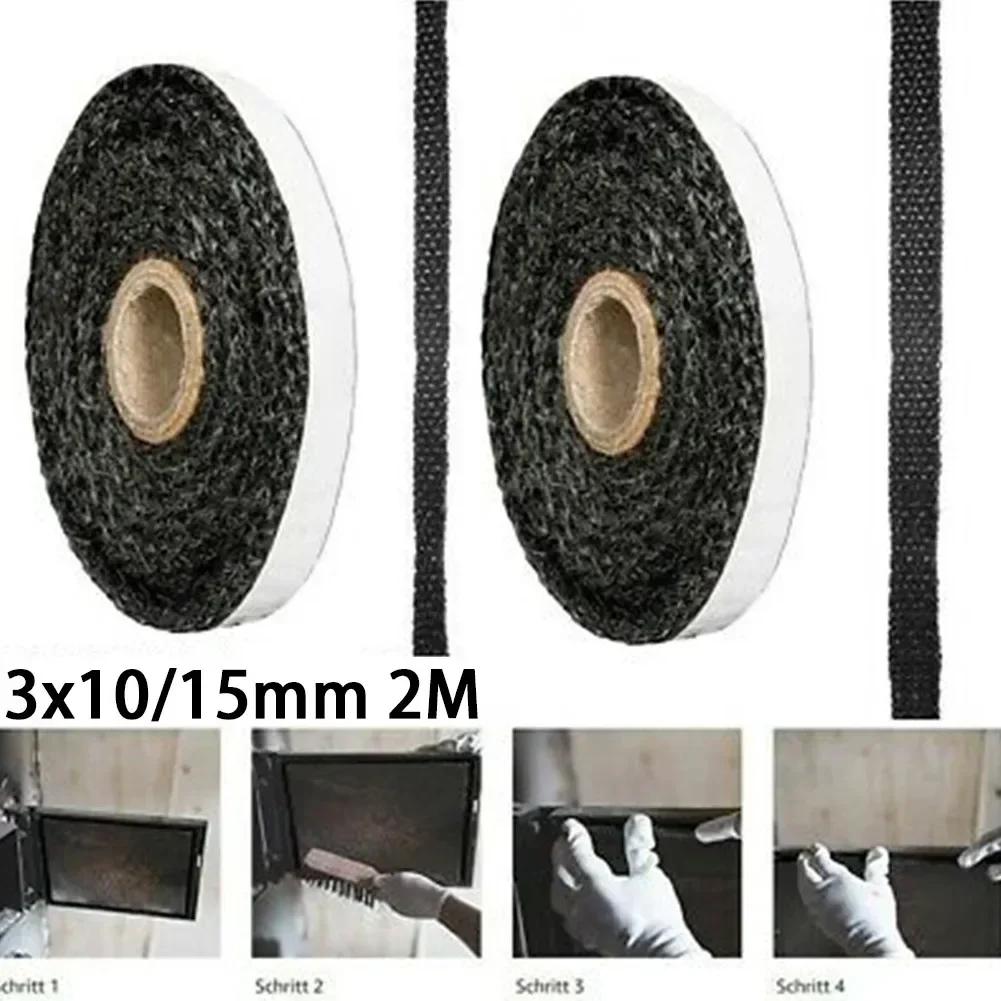 Black Flat Stove Fire Rope Door Glass Seal Durable Fireplace Supplies Wood Burning High Temperature Resistance Home Winter