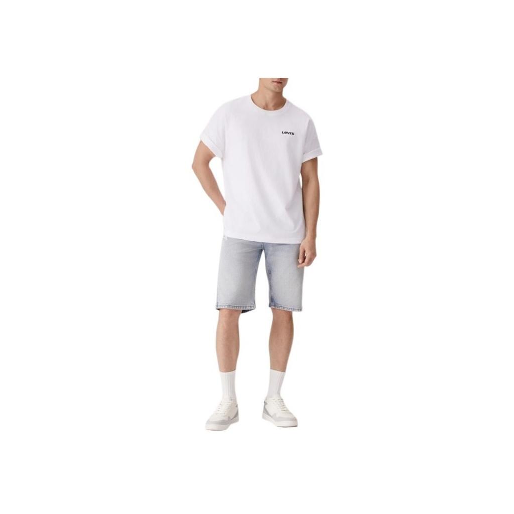 Levis Comfortable Loose Letter Print Casual Round Neck Short Sleeve T-Shirt Men Tops White 002XG-0000