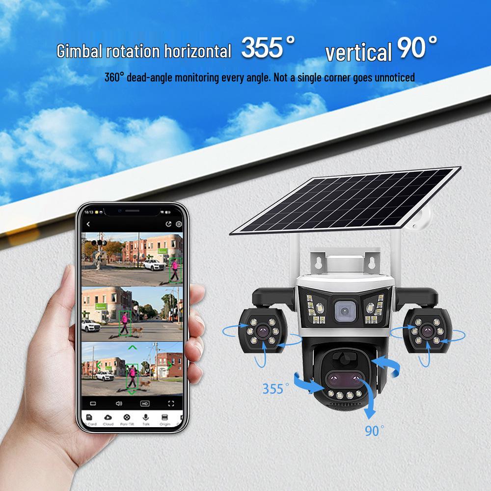 V380 4G Triple-Screen Solar-Powered Waterproof Outdoor Camera