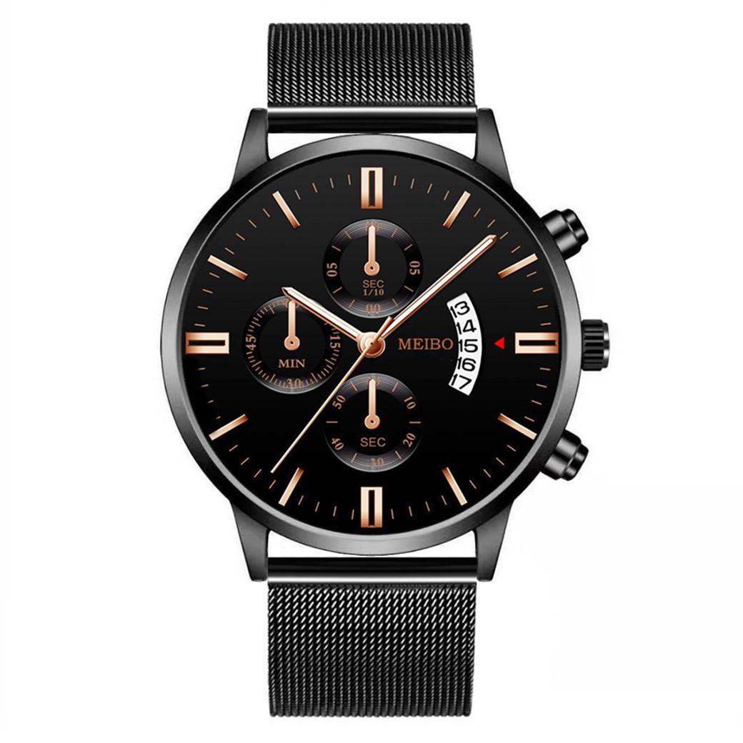 

Поддельные наручные часы с тремя глазами и кристаллами, мужские кварцевые часы с сеткой OneSize