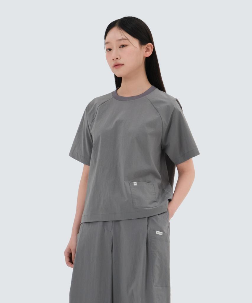 SNOWPEAK APPAREL Root Women'S Pocket Short Sleeve T-Shirt (S25Mwrts61) Dark Gray