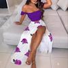 2024 European & American Summer Slim-Fit Strapless Bohemian Mid-Length Vintage Print Dress Set