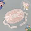 Japanese-Style Lace Lolita Straw Hat Vintage Garden-Style  Y2K Headwear Woven Flat Hat Bonnet Sun Hat with Straps Gift for Girl