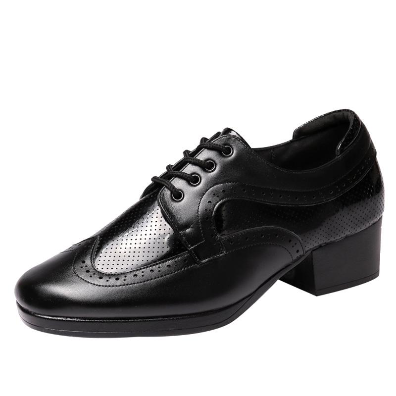 Zapatos de Baile para Hombre Zapatos de Danza Moderna Adulto Suela Blanda Tacón Medio Zapatos de Salón para Hombre