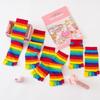 Dámské duhové ponožky s oddělenými prsty Barevné pruhované ponožky s 5 prsty Bavlněné Jasné barvy Mladá móda Veselé ponožky s prsty