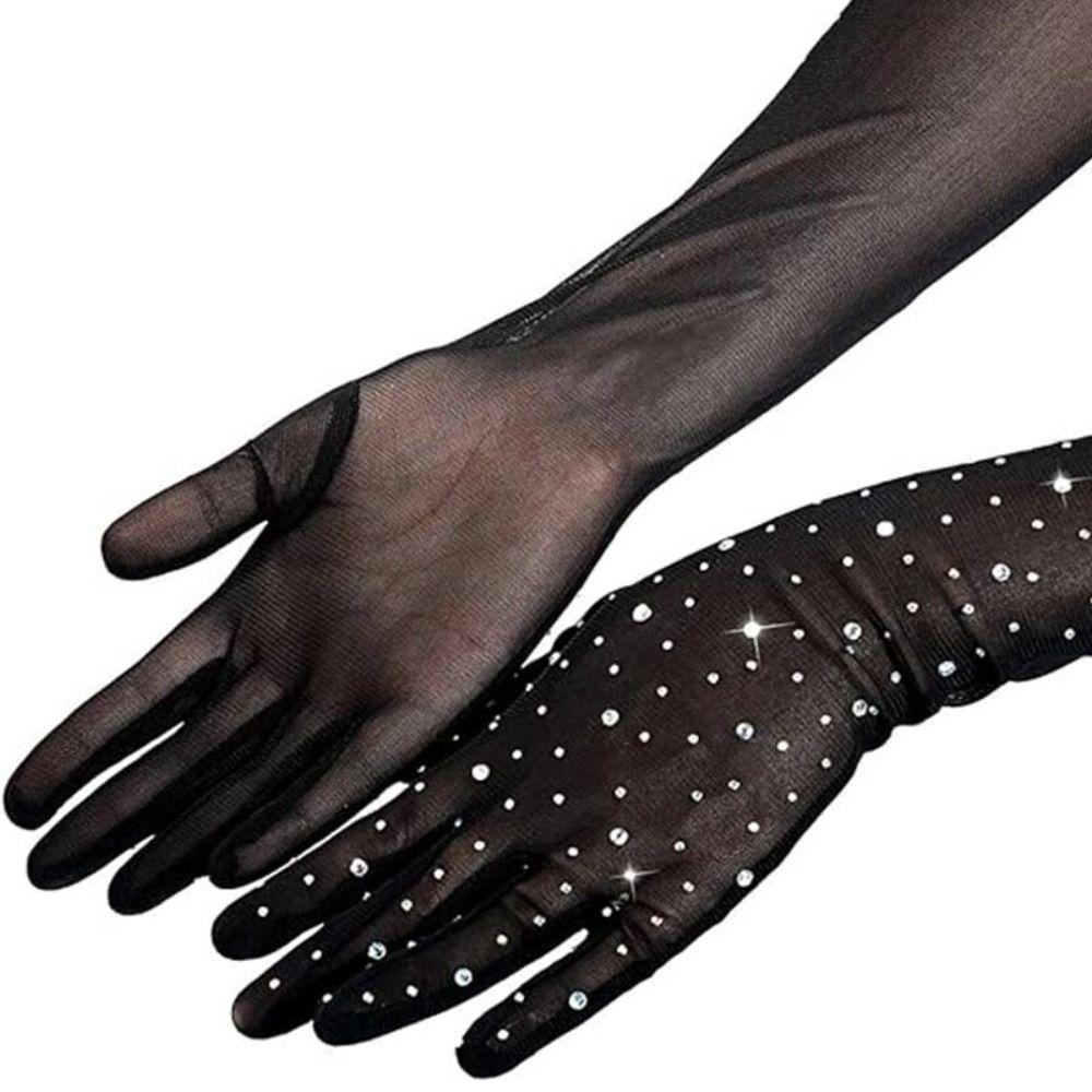 Stretchy Sheer Tulle Gloves Ultra Thin Bride Gloves Fashionable Fishnet Gloves Party Supplies