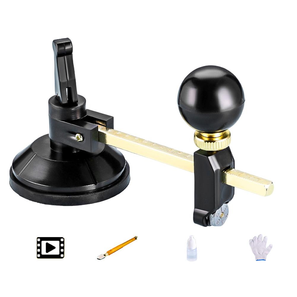 Adjustable Diameter Cutter Glass Circle Cutter Craft Projects Wear-Resistant Rubber Sucker Polished Metal Lever