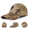 Men Outdoor Tactical Camouflage Skull Embroidered Mesh Baseball Peaked Cap