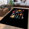 Colorful Guitar Pattern Carpet for Music Lovers, Black Background Design Suitable for Use As an Anti-slip for Living Room Bedroom Sofas
