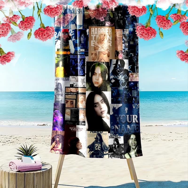Name Custom Billie Print Beach Towel, Large Soft Quick Dry Towel for Beach Camping Swimming