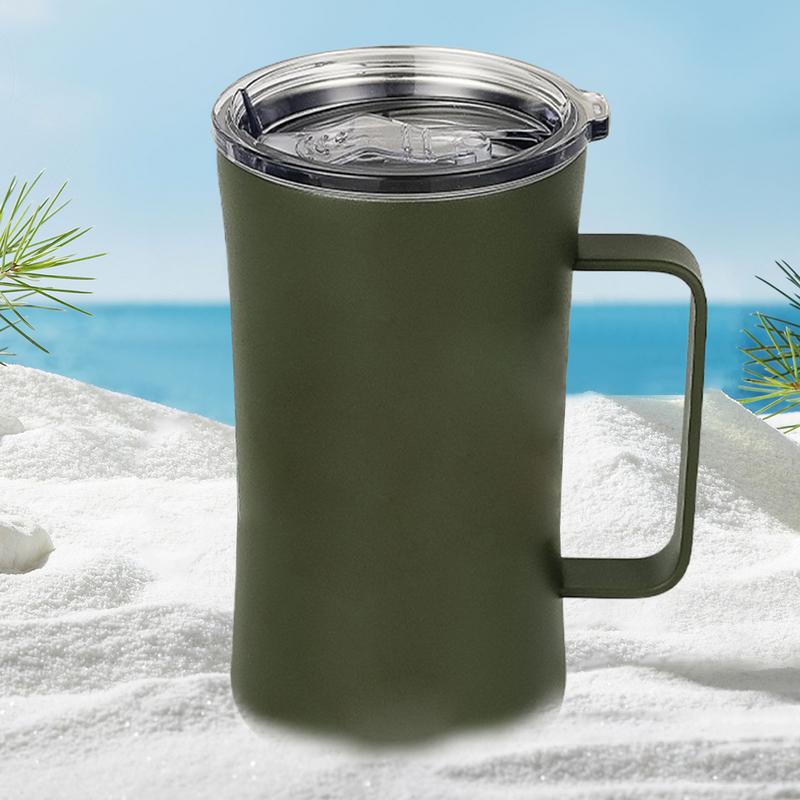 Water Tumbler With Handle Leakproof Bottle With Lid Splash Proof 600ml Thermal Tumbler For Hot And Cold Beverages Coffee Tea