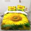 3D Sunflower Printing Set Bedding Floral Pattern Three-piece Set Living Room Bedroom Home Decoration Pillowcase Quilt Cover Gift