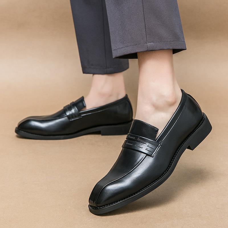 Męskie nakładki na stopy duży rozmiar szpiczaste skórzane buty styl brytyjski wizytowe casualowe mokasyny biurowe buty męskie