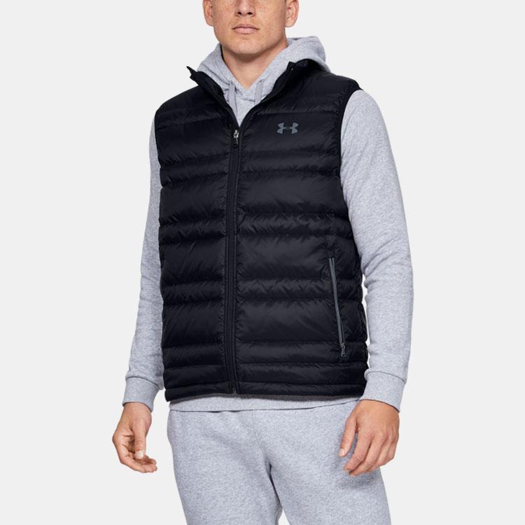 Under Armour Warm Stand Collar Down Vest Men Outerwear Black 1342741-001