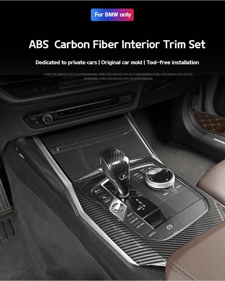 ABS Kohlefaser Auto Gangschaltungsblende Abdeckung Innenraum Kit Zierleisten Aufkleber Für BMW 3er 4er G20 G21 G22 2020-2025 Auto Zubehör