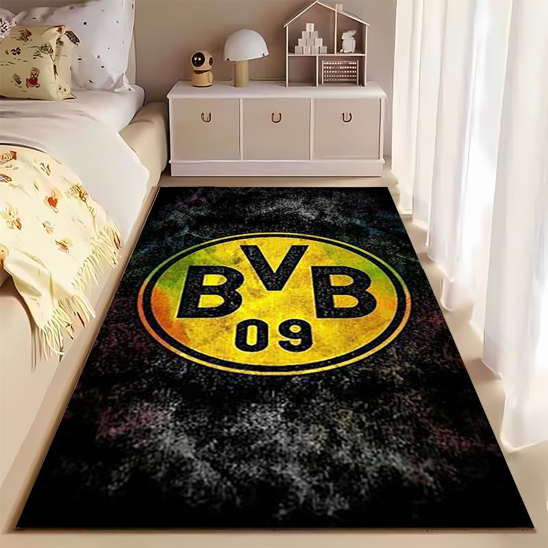 Sportlicher Teppich, Borussia Dortmund BVB 09 Gelb Schwarz Grunge Logo Poster, Fan-Höhlen-Dekoration, Rutschfeste Matte