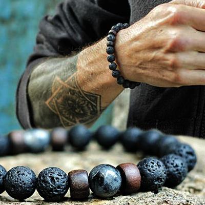 Vulkanstein Armband für Männer Lava Holz Perlen Armband Tibet Buddha Handgelenk Kette Damen Herren Schmuck Geschenk Neue Armbänder