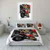 Rotes Sportmotorrad mit mechanischen Details Bettwäsche-Set für Kinder Luxuriöses Geschenk 3-teiliges Digitaldruck-Bettdecken-Set Weich Atmungsaktiv