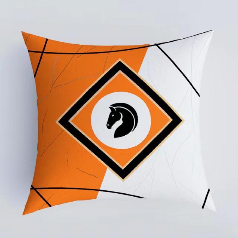 Orange Patchwork Muster Überwurf Kissenbezug Mit Kurzem Plüsch Druck Wohnzimmer Sofa Dekoration Kissenbezug Kissenbezüge