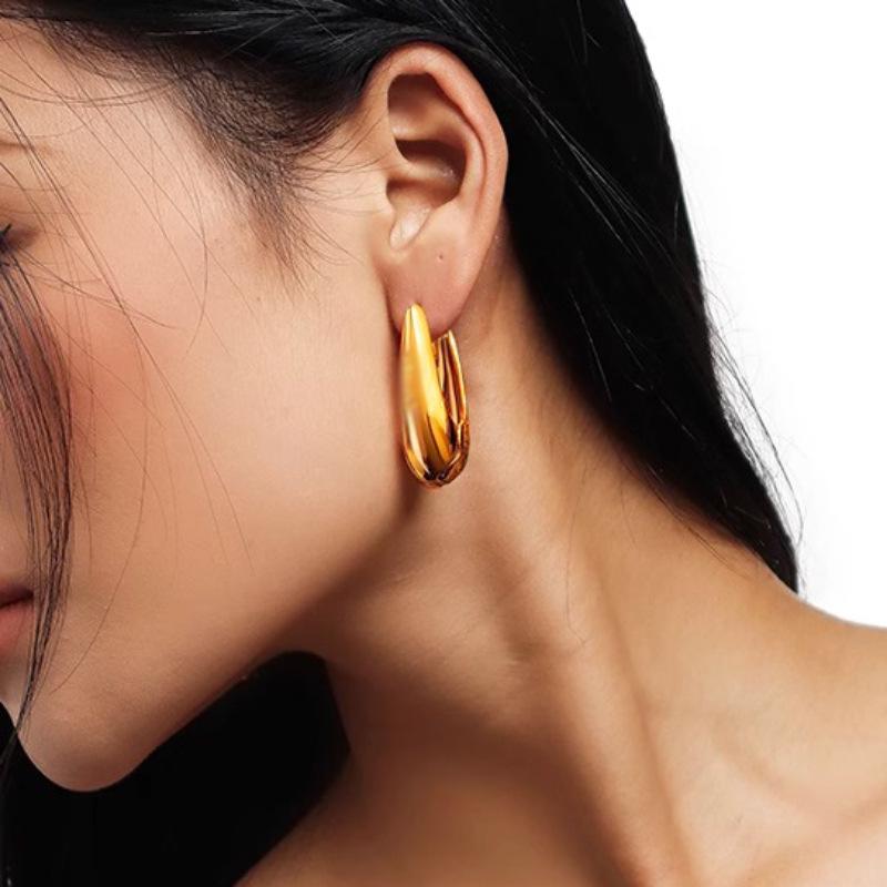 Französische Gold-Tropfenohrringe: High-End, Kalt-Stil Ohrclips & Ohrstecker für Einzigartige, Trendige Frauen