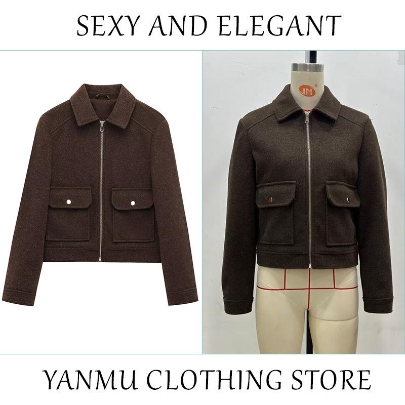 Women's Zipper Jacket Coat New Winter Long Sleeve Pocket Outerwear Coat Short Street Elegant Women's Jacket