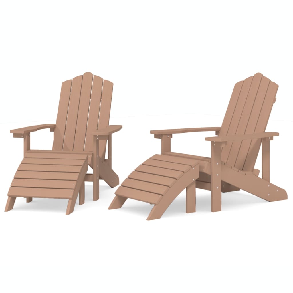 Vidaxl Adirondack Garden Chairs with Footrests, 2 Pcs, HDPE, Brown