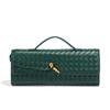 Trendy Spring And Summer Woven Soft Leather Dinner Bag Medieval Baguette Bag Organ Bag Horizontal Portable Messenger Bag
