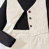 Mädchen 6-12Y Set Kinderanzug Herbst und Winter Neue Weste Strickjacke + Langarm Strickhemd + Hose Kinderkleidung