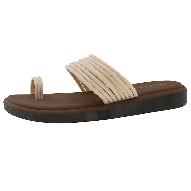 New sandals flat bottom summer versatile outer beach slippers fashionable one-word women
