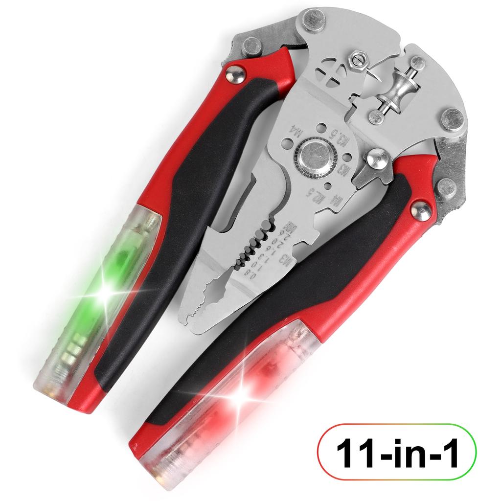 Wire Stripper with Integrated Voltage Tester and Stainless Steel Construction for Electrical Repairs and Wiring