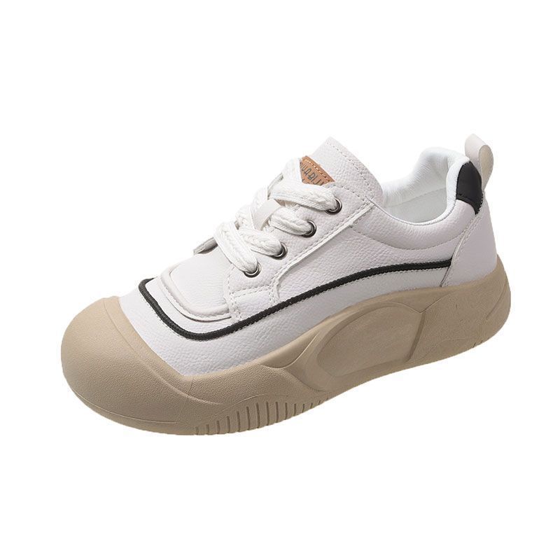 Spring and Autumn Retro Thick Baseplate Shoes Soft Leather Big Head Ugly Cute Casual Round Head Soft Sole Soft Surface Niche Original Single Shoes Wom