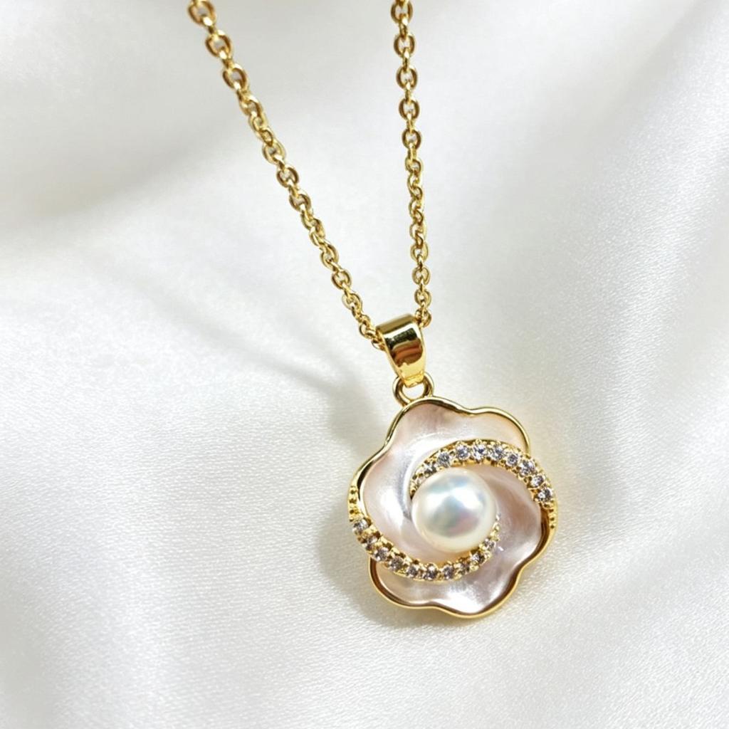 Hot-selling Drip Rose Open Ring Stud Earrings Necklace Pendant Three-piece Set Pearl Accessories Jewelry Set
