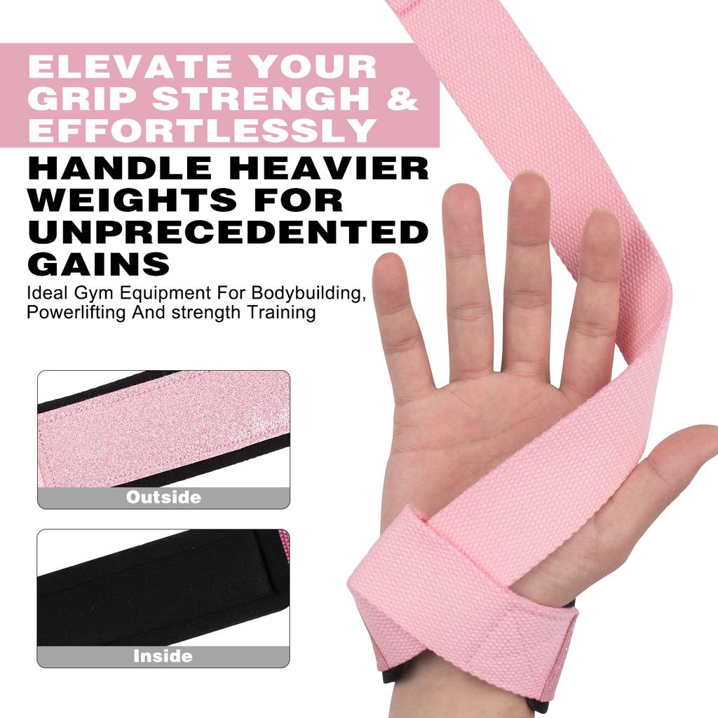 LADYGLOW Comfortable Weightlifting Straps Breathable Non Slip Glitter Lifting Straps Wrist Protector for Fitness Gym Workout