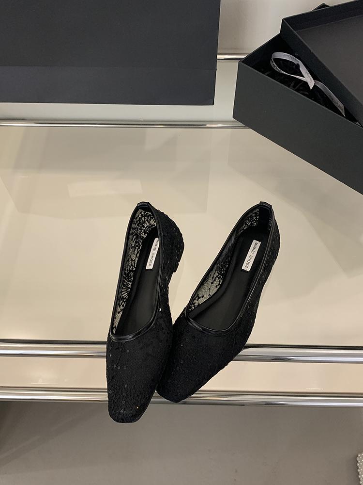 Fashion Lace New Women's Outdoor Mary Jane Shoes Chinese Style Square Toe Embroidery Jacquard Designer Walking Shallow Ladies Flats