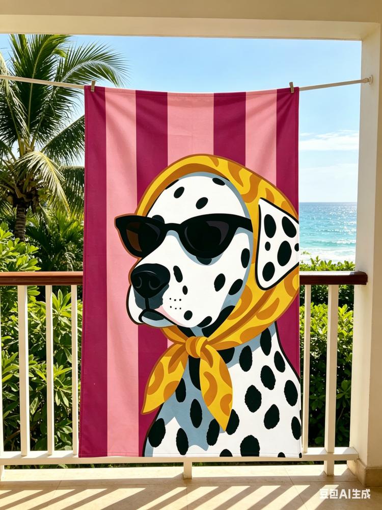 Dalmatian Dog Beach Towel Cartoon Cool Dog Print Microfiber Quick Dry Oversized Bath Towel Absorbent Beach Blanket for Summer