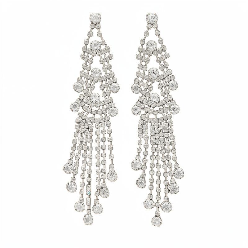 Silver Needle Diamond Round Fringed Earrings Light Luxury High Sense Exquisite Fashion Earrings European and American Cold Wind Earrings