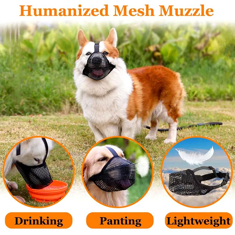 1Pc Pet Accessories Breathable Nylon Solid Color Dog Safety Adjustable Mouth Cover Anti Bite Muzzle